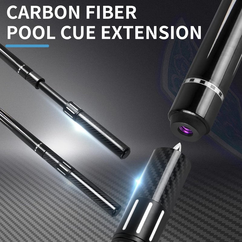 lotmusic Premium Pool Stick with Carbon Fiber Telescopic Cue Stick Extension,58'' Professional Pool Cue Stick Set with Black Leather Carry Bag & Billiards Accessories. - Image 3